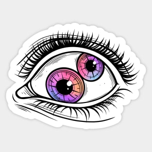 Two Pupils. Psychedelic Eye. Raibow color Sticker